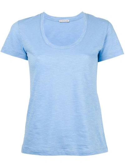 Shop Moncler Scoop Neck T-shirt - Blue