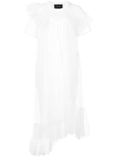 Shop Simone Rocha Pleated Tulle Midi Dress In White