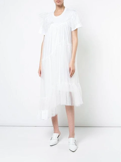 Shop Simone Rocha Pleated Tulle Midi Dress In White