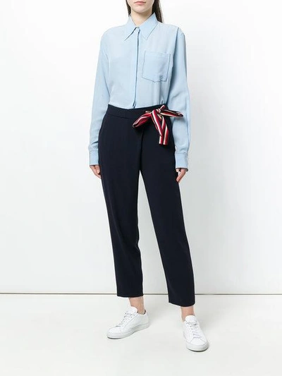 Shop Alberto Biani High Waist Cropped Trousers In Blue