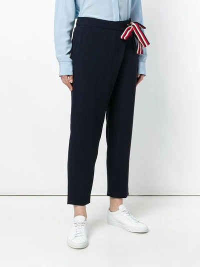 Shop Alberto Biani High Waist Cropped Trousers In Blue