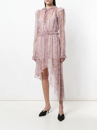 Shop Magda Butrym Asymmetric Lace Morelia Dress In Purple
