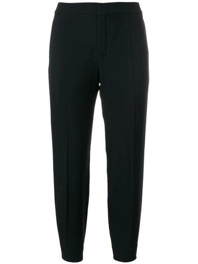 Shop Chloé Cropped Slim Fit Trousers In Black