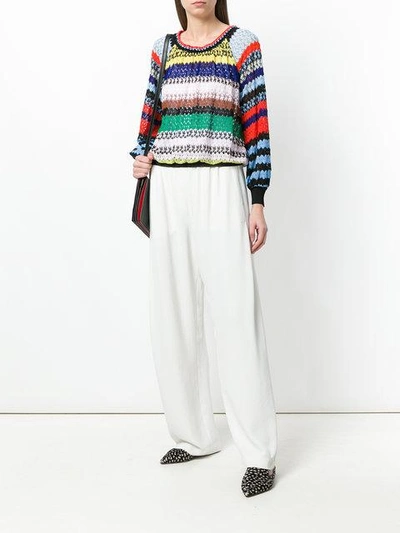 Shop Missoni Striped Crochet-knit Sweater In Multicolour