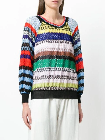 Shop Missoni Striped Crochet-knit Sweater In Multicolour