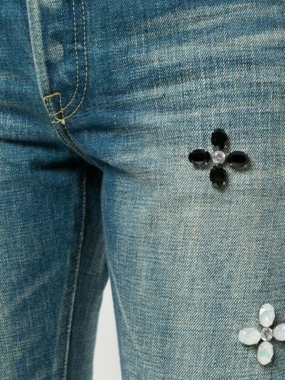 Shop Tu Es Mon Tresor Bijoux Flower Jeans In Blue