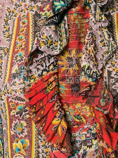 Shop Etro Embroidered Neck-tie Blouse - Multicolour