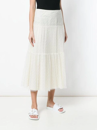 Shop Red Valentino High-waisted Lace Skirt - White