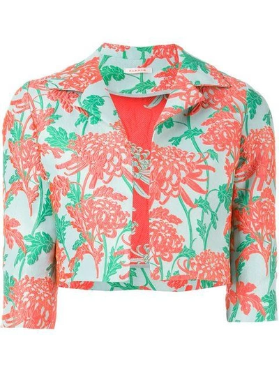 Shop P.a.r.o.s.h Floral Brocade Cropped Jacket In Pink