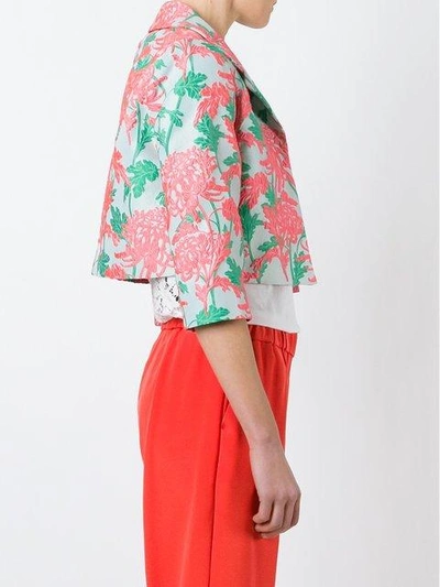 Shop P.a.r.o.s.h Floral Brocade Cropped Jacket In Pink