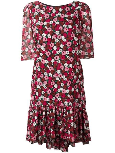 Shop Saint Laurent Floral Print Babydoll Dress In Multicolour