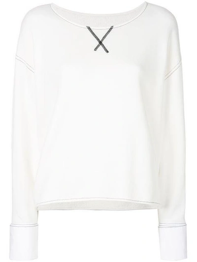 Shop Mm6 Maison Margiela Cross Embroidered Sweatshirt - White