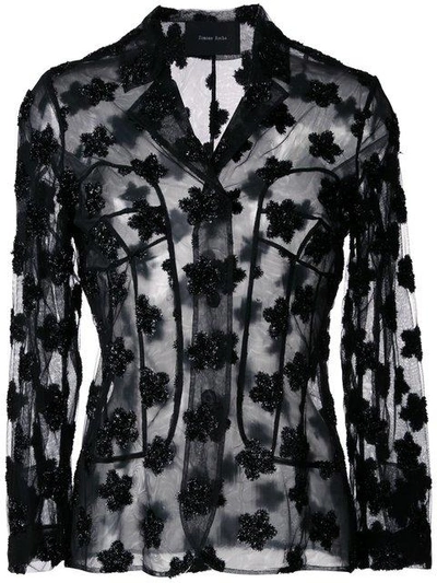 Shop Simone Rocha Sparkle Flower Sheer Jacket In Black