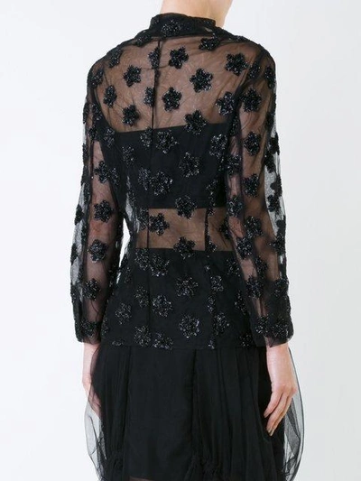 Shop Simone Rocha Sparkle Flower Sheer Jacket In Black