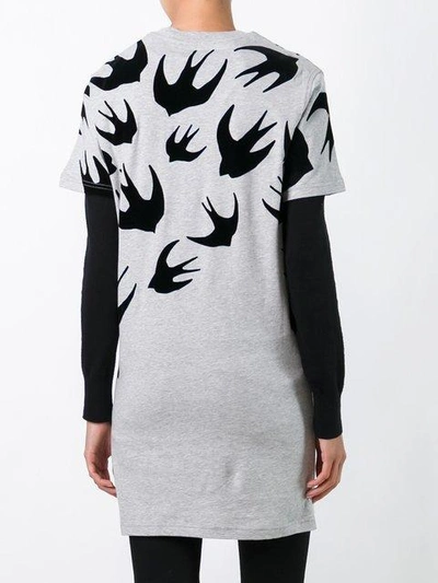 Shop Mcq By Alexander Mcqueen Swallow Print T In Grey