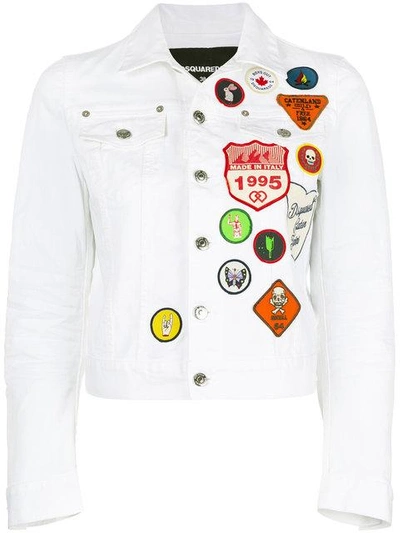 Shop Dsquared2 Patch Denim Jacket - White