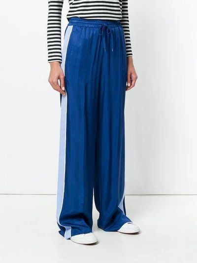 Shop Tommy Hilfiger Wide Leg Track Pants In Blue