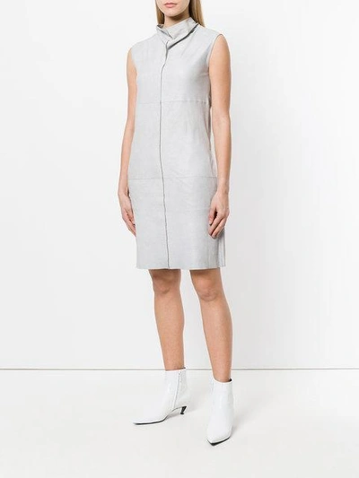 Shop Vanderwilt Funnel Neck Shift Dress In Grey