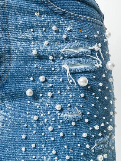 Shop Forte Couture Pearl Embellished Denim Skirt