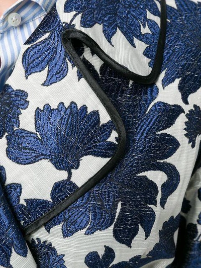 Shop Bazar Deluxe Floral Belted Coat In Blue
