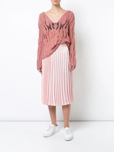 Shop Ryan Roche Crocheted Design Jumper - Pink