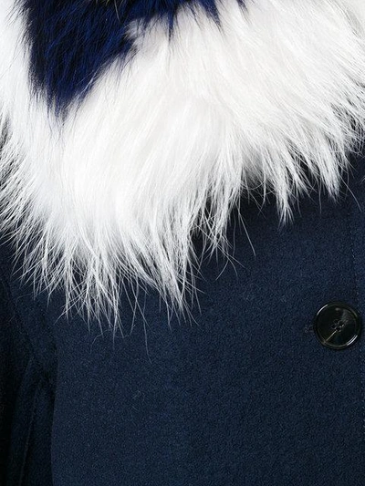 Shop Ermanno Scervino Fur Trim Coat  In Blue