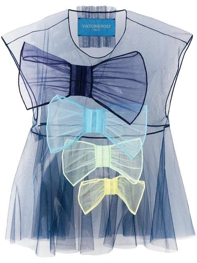 Shop Viktor & Rolf So Many Bows Top In Blue