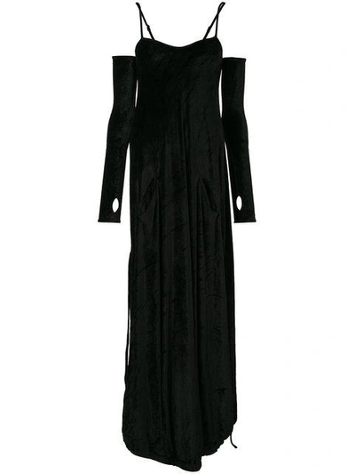 Shop Andrea Ya'aqov Velvet Glove Detail Dress - Black