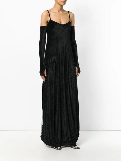 Shop Andrea Ya'aqov Velvet Glove Detail Dress - Black