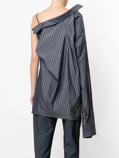 Shop Strateas Carlucci Striped One Shoulder Dress - Grey