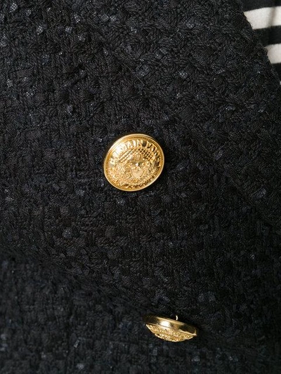 Shop Balmain Button-embellished Tweed Jacket In Black