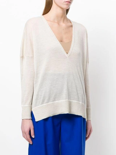 Shop Agnona Cashmere V-neck Top - Neutrals