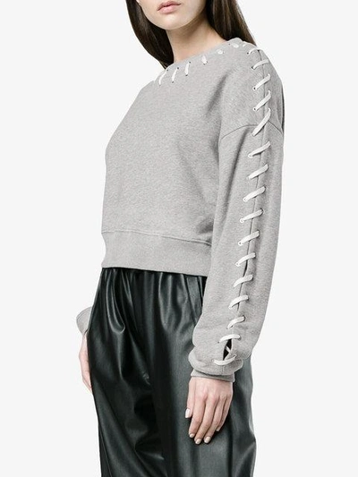 Shop Jonathan Simkhai Cropped Stitched Sweatshirt - Grey