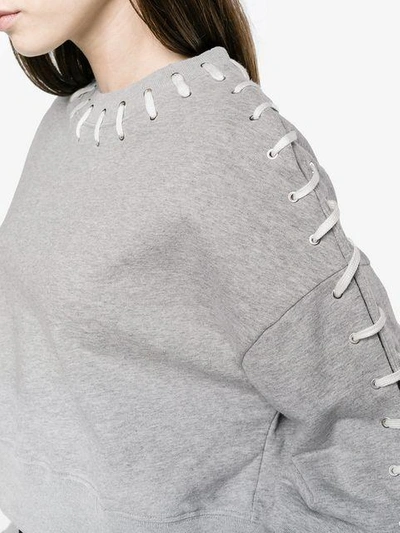 Shop Jonathan Simkhai Cropped Stitched Sweatshirt - Grey
