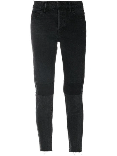 Shop Helmut Lang Patchwork Cropped Jeans In Black