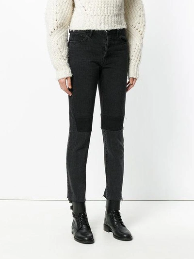 Shop Helmut Lang Patchwork Cropped Jeans In Black
