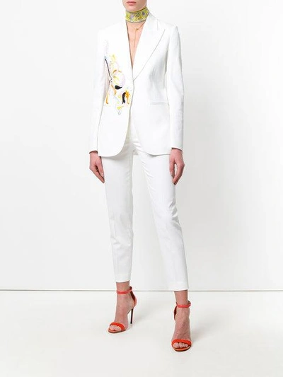 Shop Emilio Pucci Embroidered Tuxedo Blazer In White
