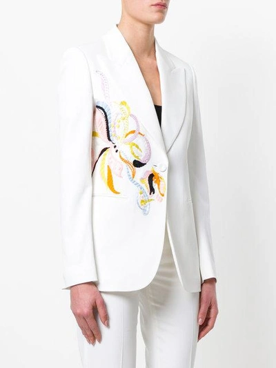 Shop Emilio Pucci Embroidered Tuxedo Blazer In White