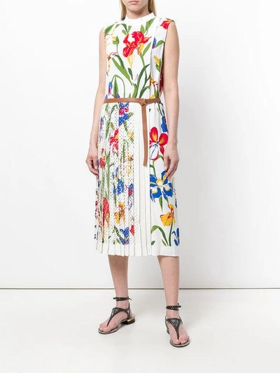 Tory Burch Carine Floral Pleated Dress In White | ModeSens