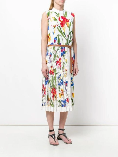 Tory Burch Carine Floral Pleated Dress In White | ModeSens