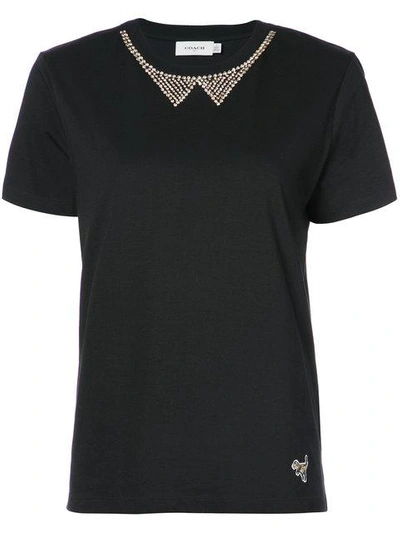 Shop Coach Studded Collar Design Shortsleeved T-shirt