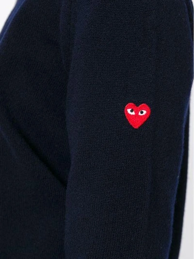 Shop Comme Des Garçons Play Embroidered Logo Cardigan - Blue