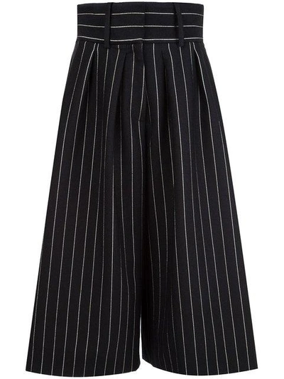 Jw Anderson Striped Pleat-front Culottes In Black White | ModeSens
