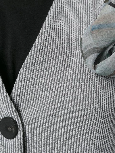 Shop Armani Collezioni Scarf Detail Blazer - Grey
