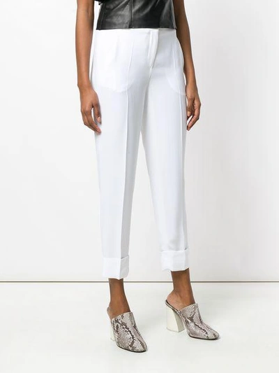 Shop Ferragamo Salvatore  Cropped Tailored Trousers - White