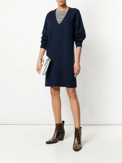 Shop Rag & Bone Knitted V-neck Dress - Blue