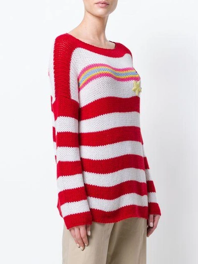 Shop Ermanno Scervino Striped Star Patch Sweater - White