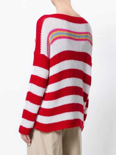 Shop Ermanno Scervino Striped Star Patch Sweater - White