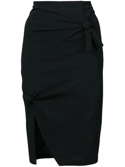 Shop Helmut Lang Knot Detail Skirt In Black