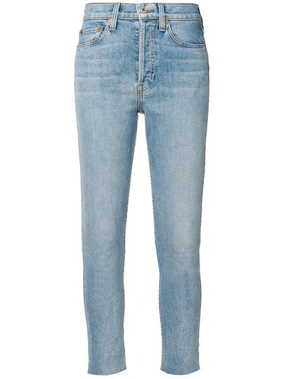 Shop Re/done High Rise Ankle Crop Jeans In Blue
